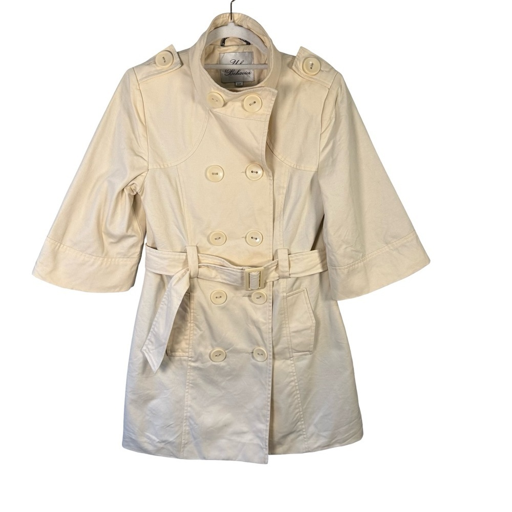 Urban Behavior Cream Trench Coat Size S Spring Classic Neutral Belted Cotton